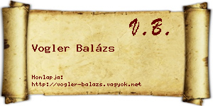 Vogler Balázs névjegykártya